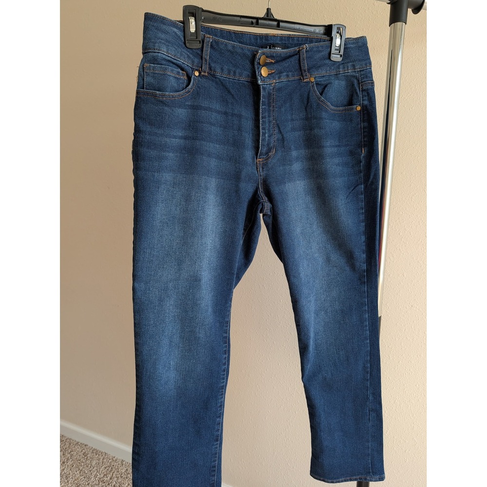 LEI Jeans Womens Dark Wash Straight Leg Denim Pants Double Button Size 12